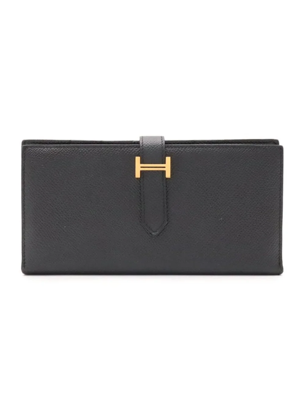 Hermes Bearn Soufflet Wallet Bifold Veau Epsom Black Gold